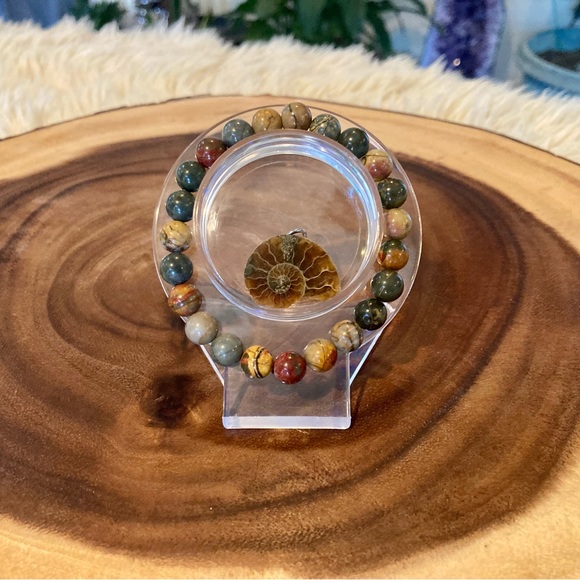 Ocean Jasper & Ammonite Bracelet & Pendent Set - Picture 1 of 8